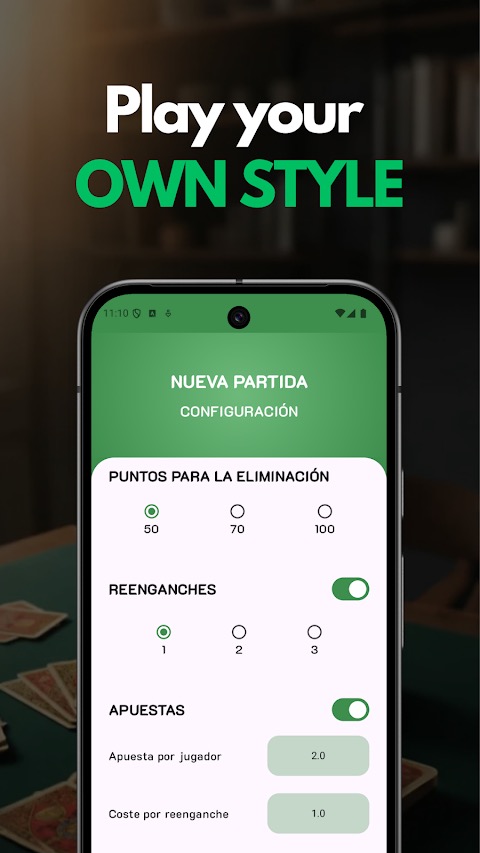 Player statistics in the Chinchón score counter app