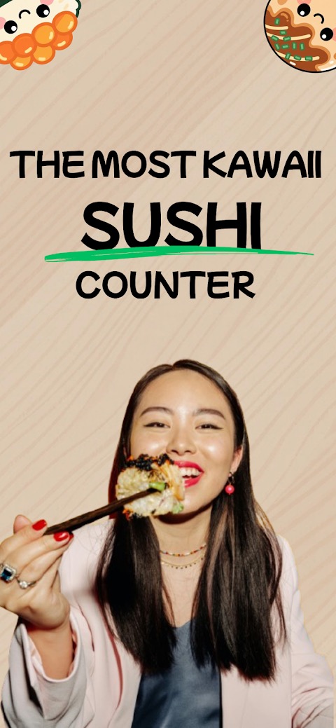 Kawaii sushi growing on screen as you count pieces in Kawashi